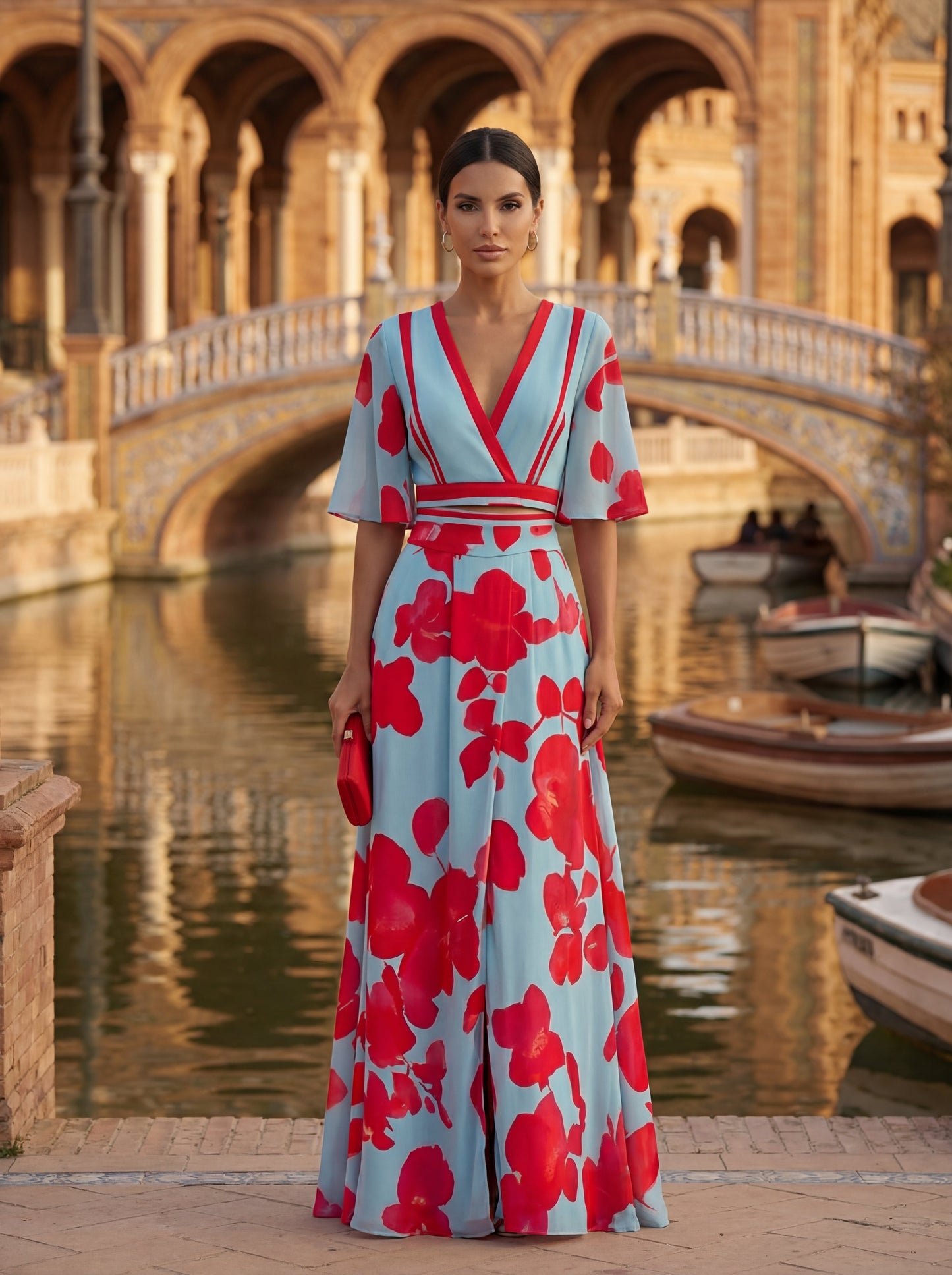 Pilastro | Abito lungo elegante con profonda scollatura