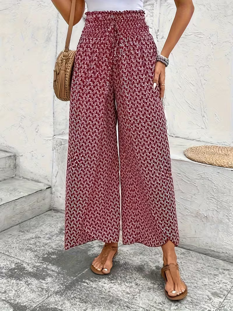 Pantaloni Palazzo a Stampa Floreale | Vita Elasticizzata
