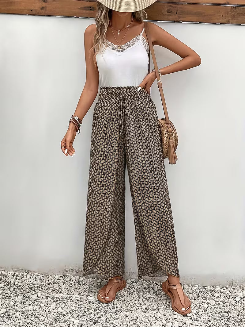Pantaloni Palazzo a Stampa Floreale | Vita Elasticizzata