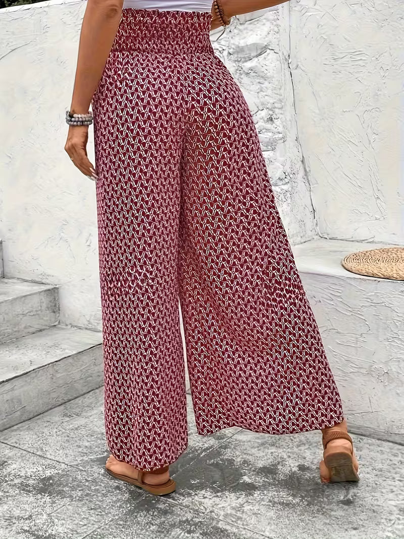 Pantaloni Palazzo a Stampa Floreale | Vita Elasticizzata