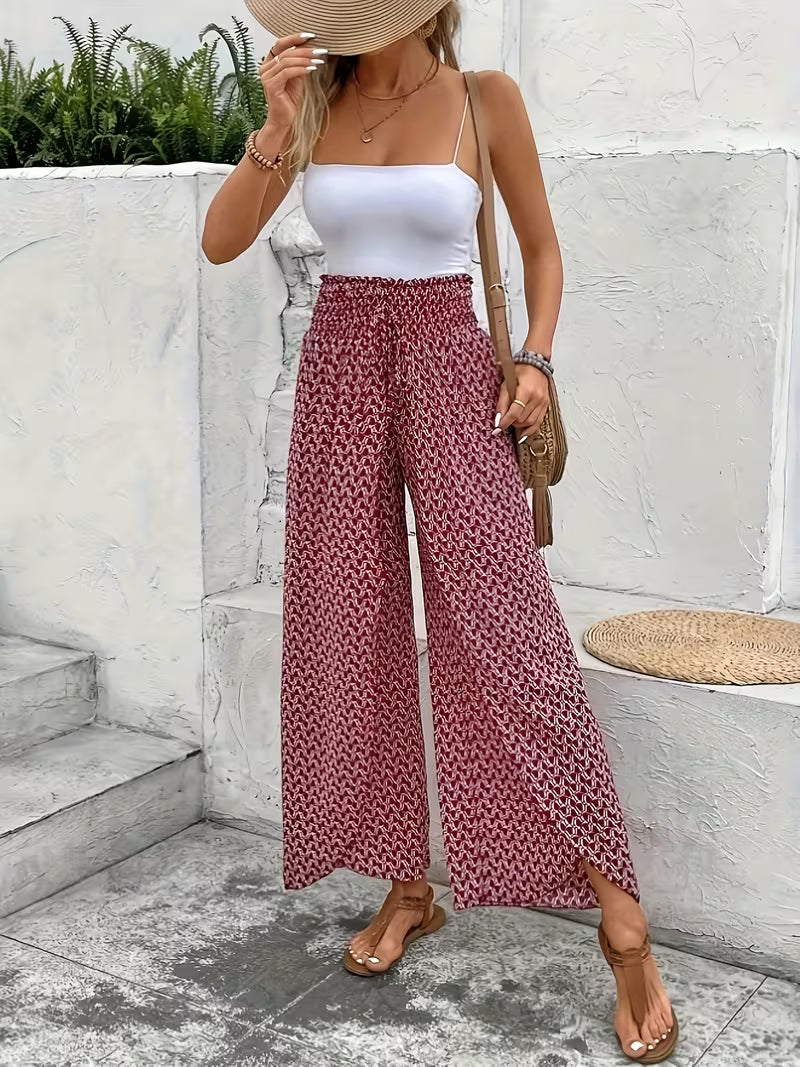 Pantaloni Palazzo a Stampa Floreale | Vita Elasticizzata