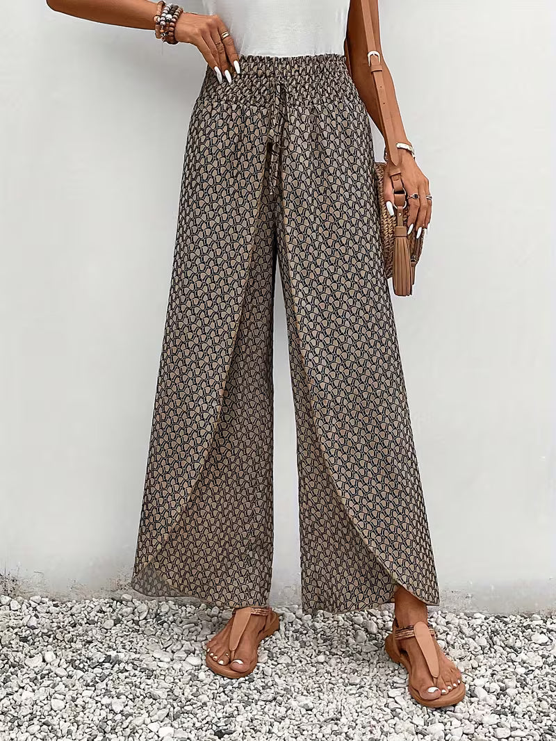 Pantaloni Palazzo a Stampa Floreale | Vita Elasticizzata