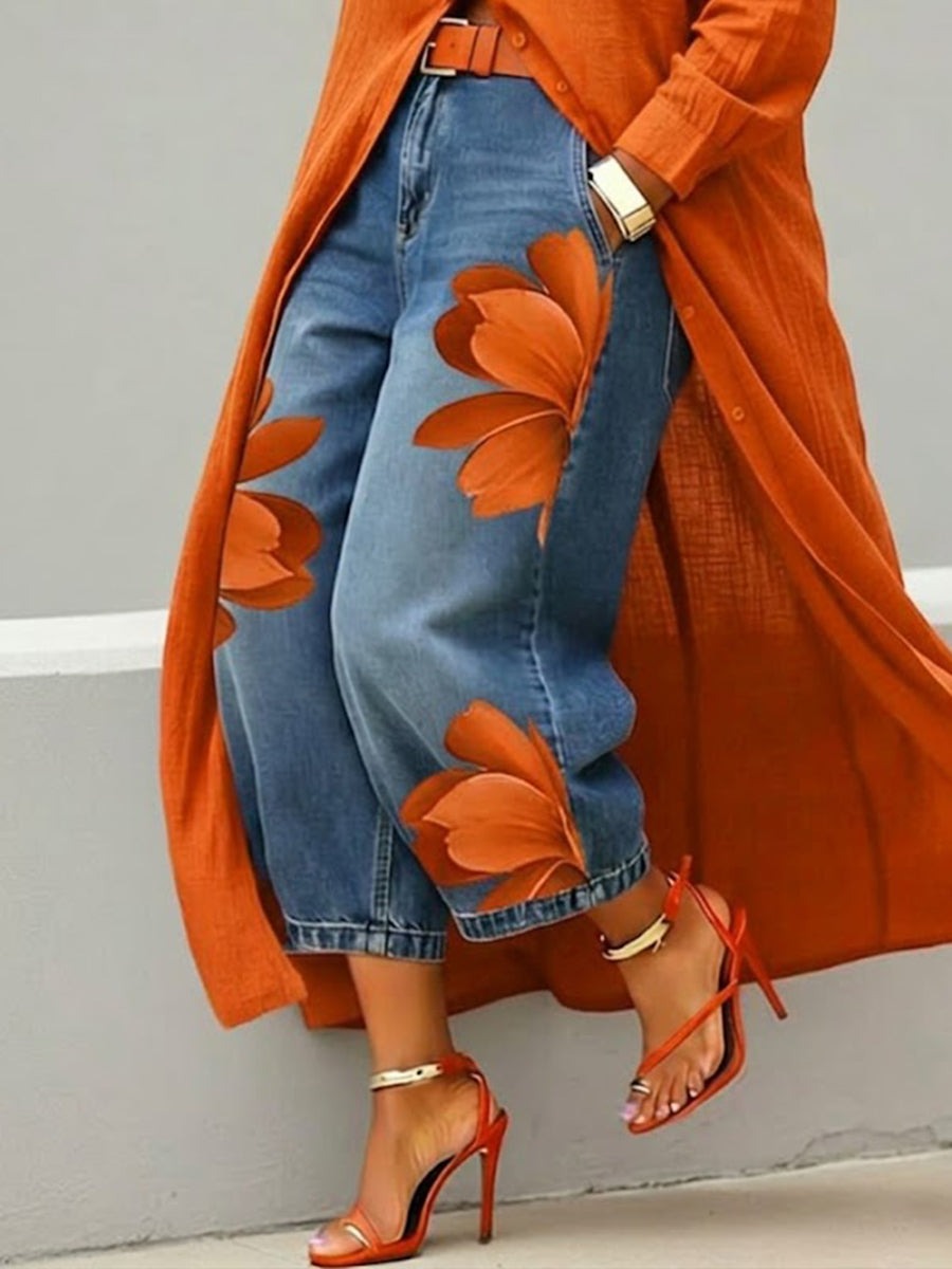 Set fiori rossi: jeans + maglietta 🌼