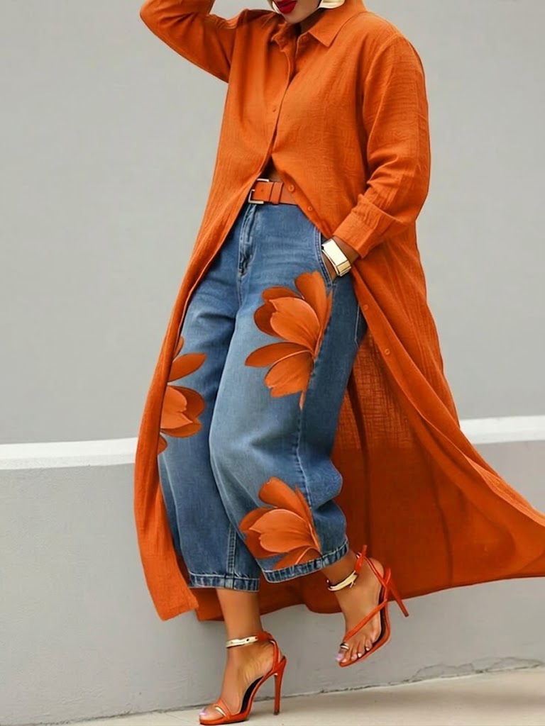 Set fiori rossi: jeans + maglietta 🌼