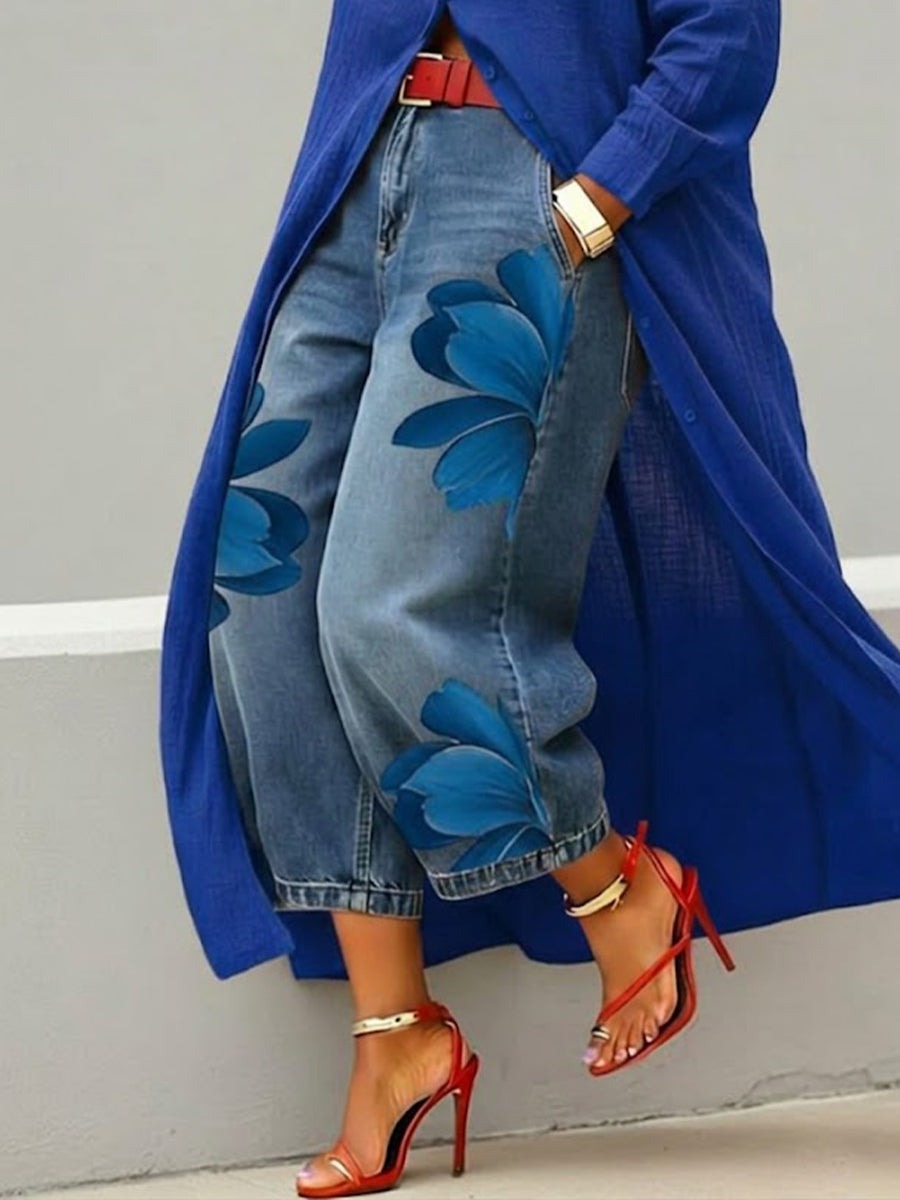 Set fiori rossi: jeans + maglietta 🌼